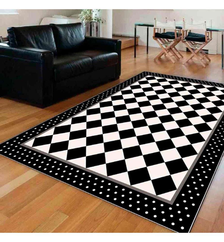 Tappeto, Nero, Bianco, 100% poliestere, 80 x 200 cm