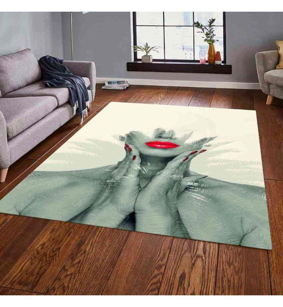 Tappeto, Crema, Verde, Rosso, 100% poliestere, 100 x 200 cm