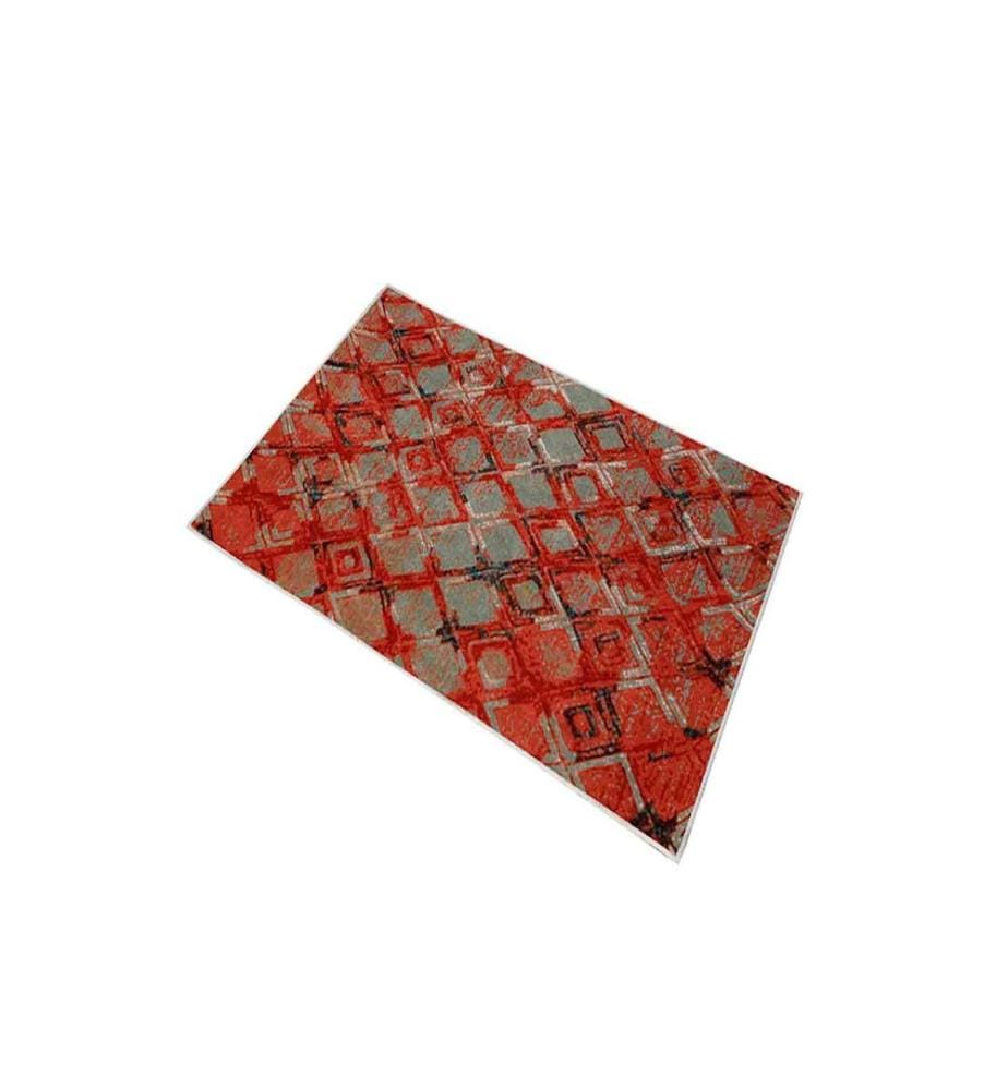 Tappeto, Grigio, Rosso, Nero, 100% poliestere, 80 x 120 cm