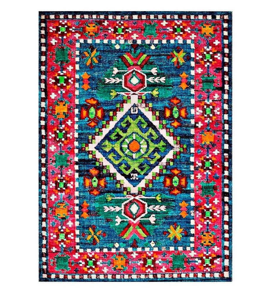 Tappeto, Verde, Giallo, Rosso, Nero, 100% poliestere, 140 x 220 cm