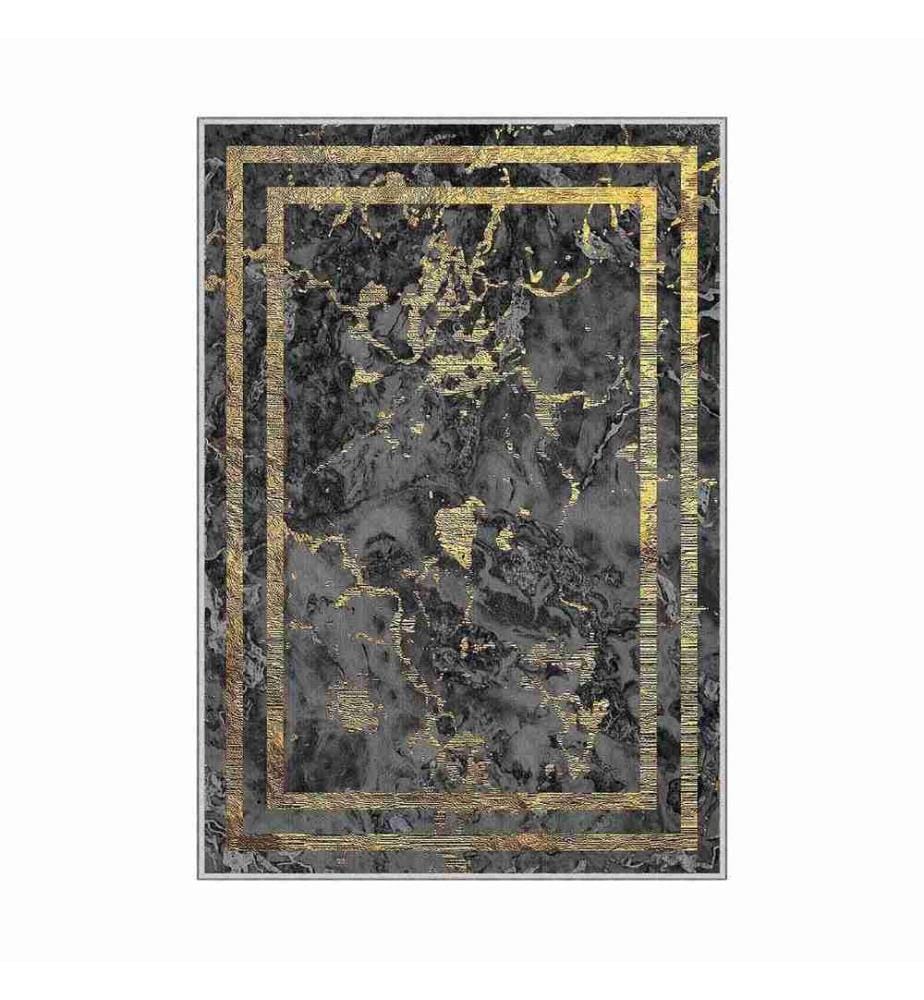 Tappeto, Oro, Grigio, Nero, 100% poliestere, 60 x 100 cm