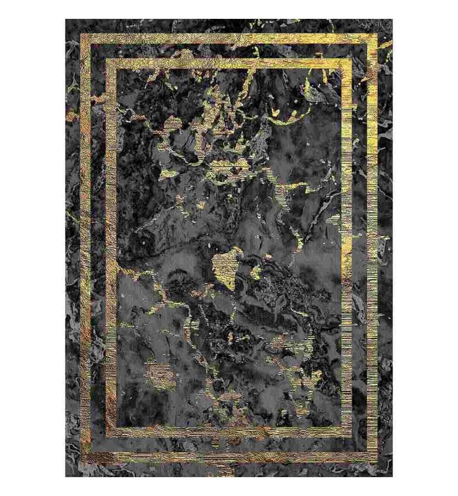 Tappeto, Oro, Grigio, Nero, 100% poliestere, 140 x 220 cm