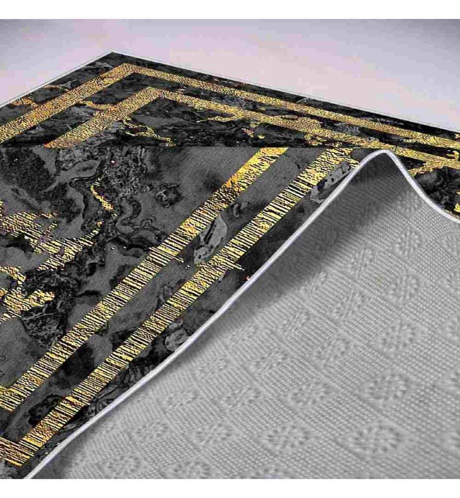 Tappeto, Oro, Grigio, Nero, 100% poliestere, 140 x 220 cm