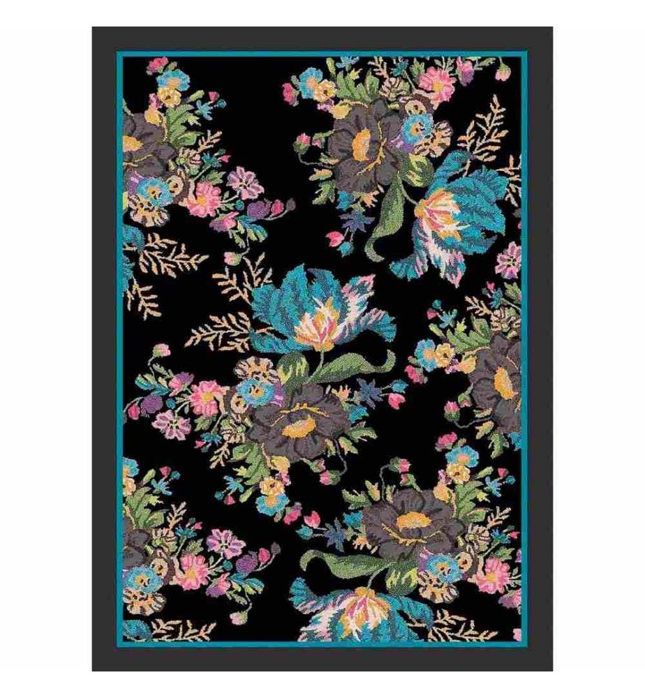 Tappeto, Verde, Rosa, Verde, Visone, Blu, 100% poliestere, 100 x 200 cm