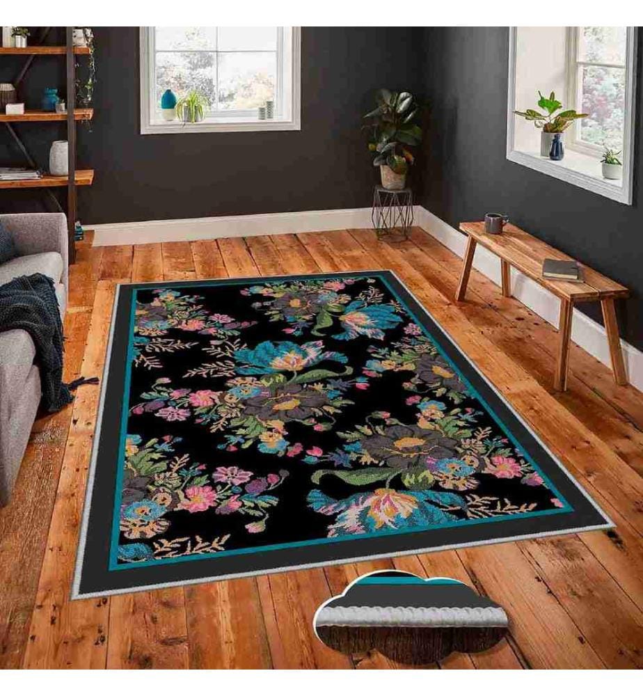 Tappeto, Verde, Rosa, Verde, Visone, Blu, 100% poliestere, 100 x 300 cm