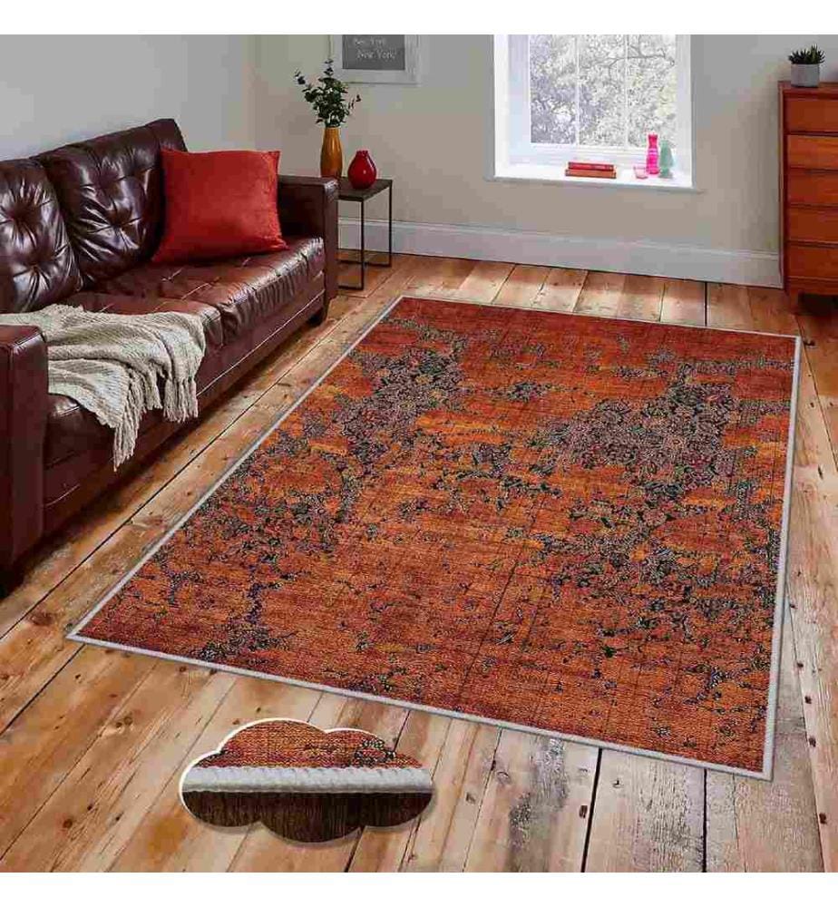 Tapis, rouge, orange, marron, 100% polyester, 80 x 300 cm