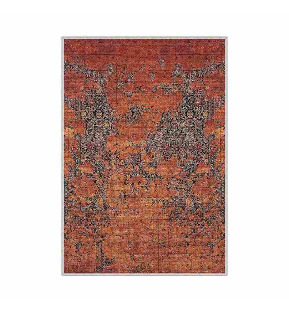 Tappeto, Rosso, Arancione, Marrone, 100% poliestere, 100 x 150 cm