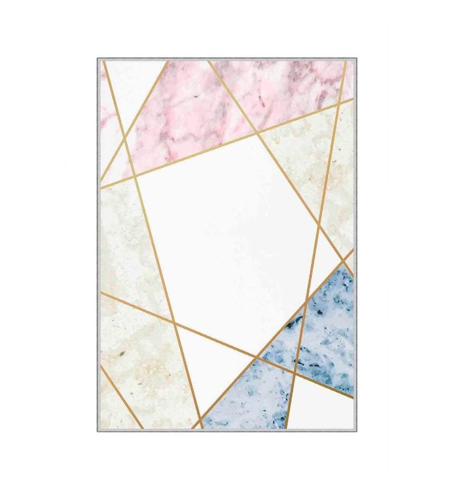Tappeto, Crema, Rosa, Oro, Blu, 100% poliestere, 120 x 180 cm