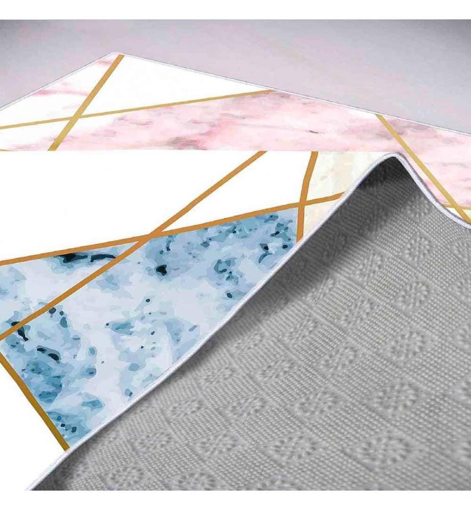 Tappeto, Crema, Rosa, Oro, Blu, 100% poliestere, 160 x 230 cm