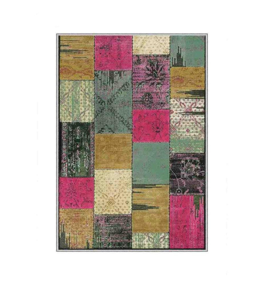 Tappeto, Verde, Beige, Fucsia, Verde, Nero, 100% poliestere, 100 x 200 cm