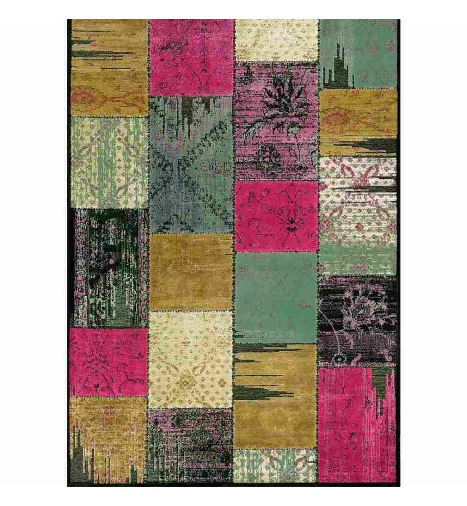 Tappeto, Verde, Beige, Fucsia, Verde, Nero, 100% poliestere, 140 x 220 cm