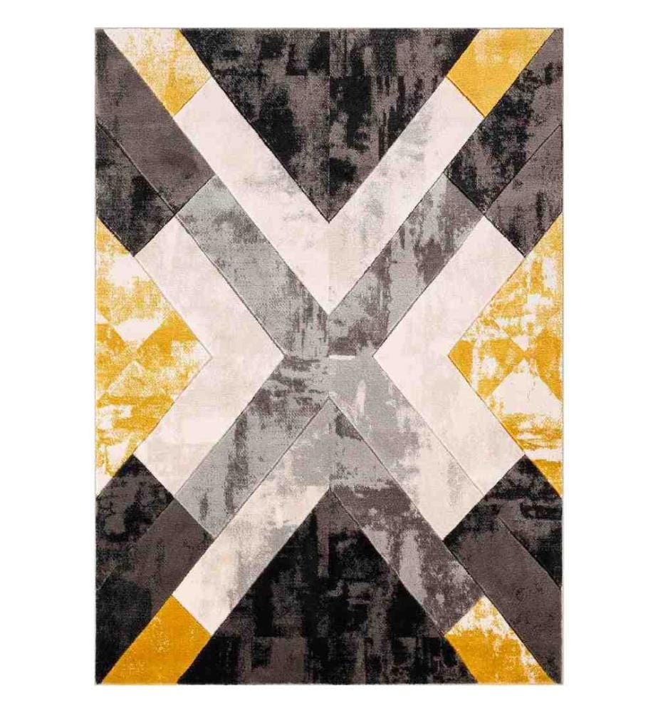 Tappeto, Grigio, Crema, Oro, Nero, 100% poliestere, 60 x 100 cm