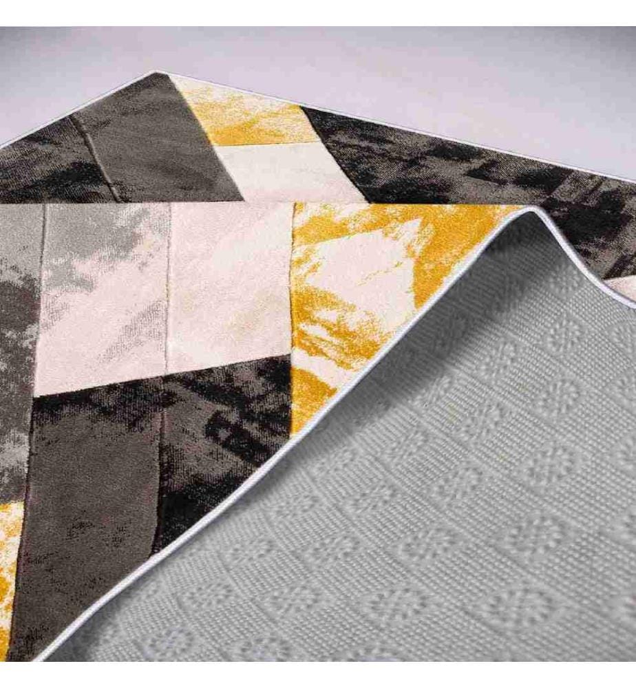 Tappeto, Grigio, Crema, Oro, Nero, 100% poliestere, 100 x 300 cm