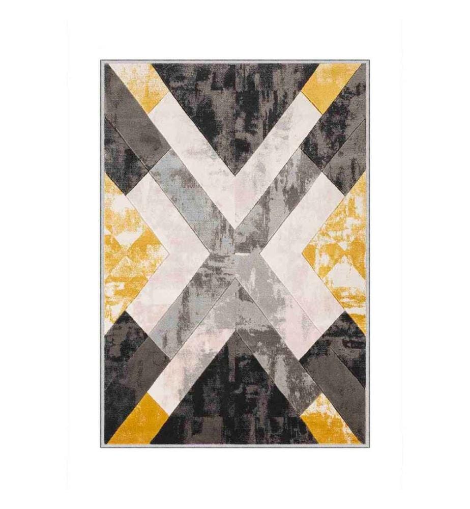 Tappeto, Grigio, Crema, Oro, Nero, 100% poliestere, 100 x 300 cm