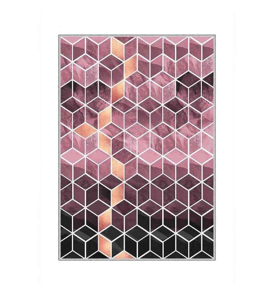 Tappeto, Rosa, Arancione, Nero, 100% poliestere, 100 x 150 cm
