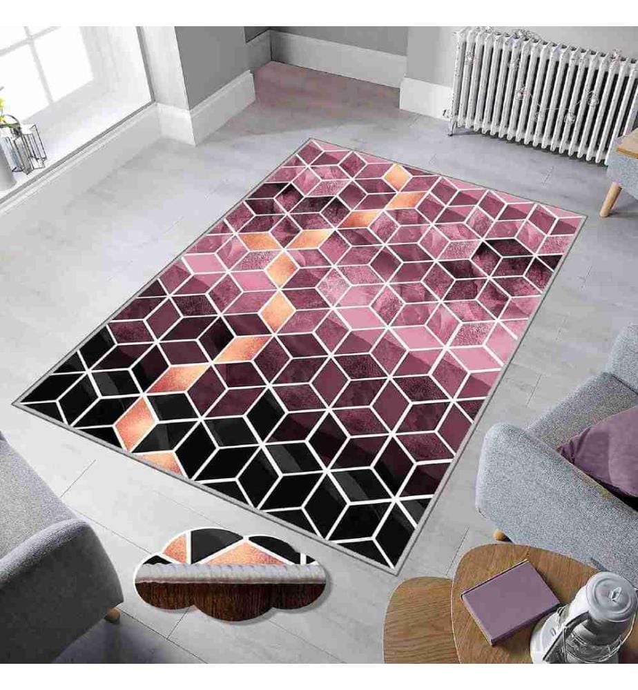 Tappeto, Rosa, Arancione, Nero, 100% poliestere, 160 x 230 cm