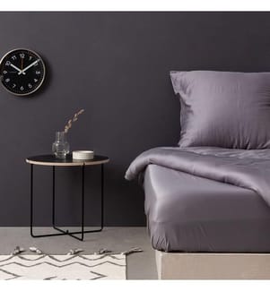 Drap-housse double en satin, gris foncé, satin de coton, 125 gr-m²,