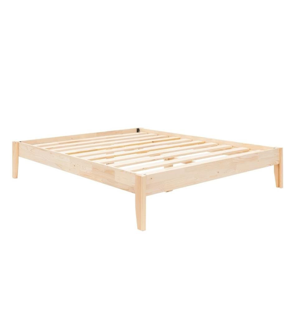 Lit double, naturel, bois d'épicéa - bois de pin