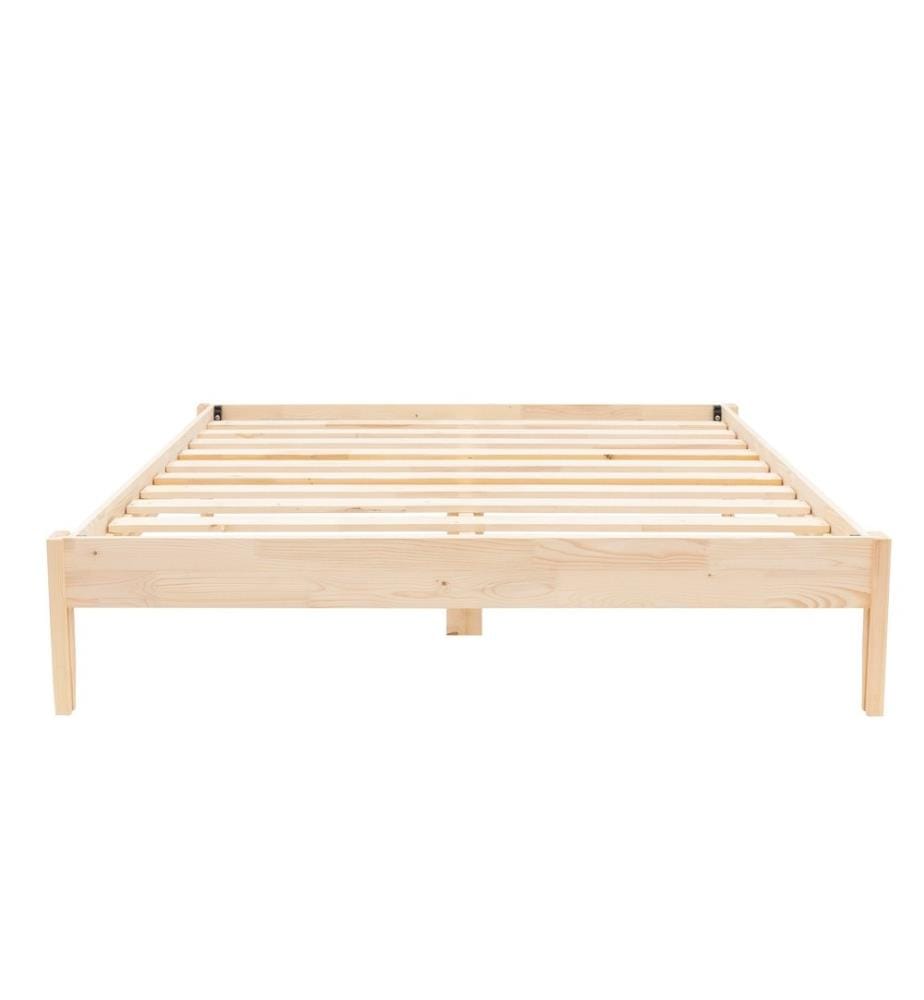 Lit double, naturel, bois d'épicéa - bois de pin