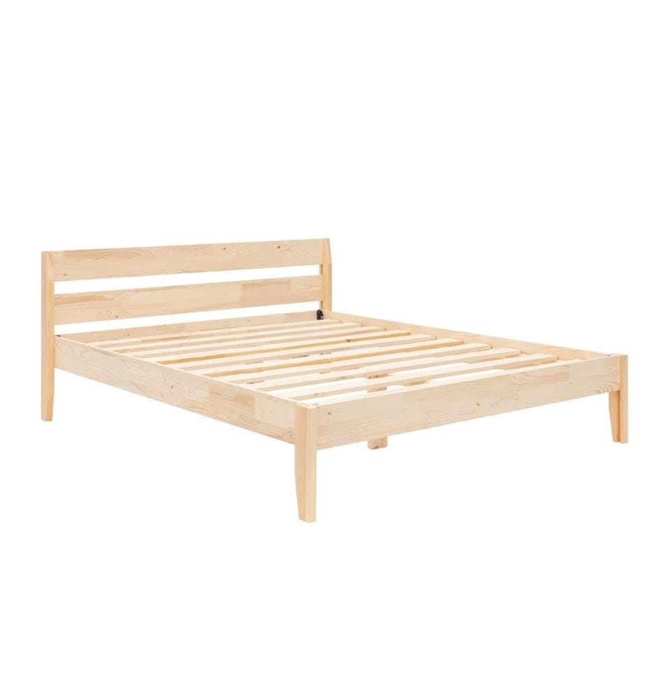 Lit double, naturel, bois d'épicéa - bois de pin