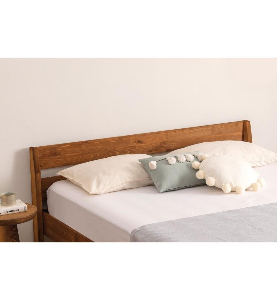 Letto matrimoniale, noce, legno di abete rosso - legno di pino