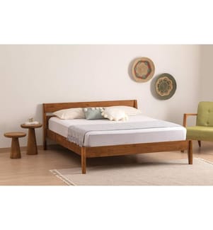 Letto matrimoniale, noce, legno di abete rosso - legno di pino