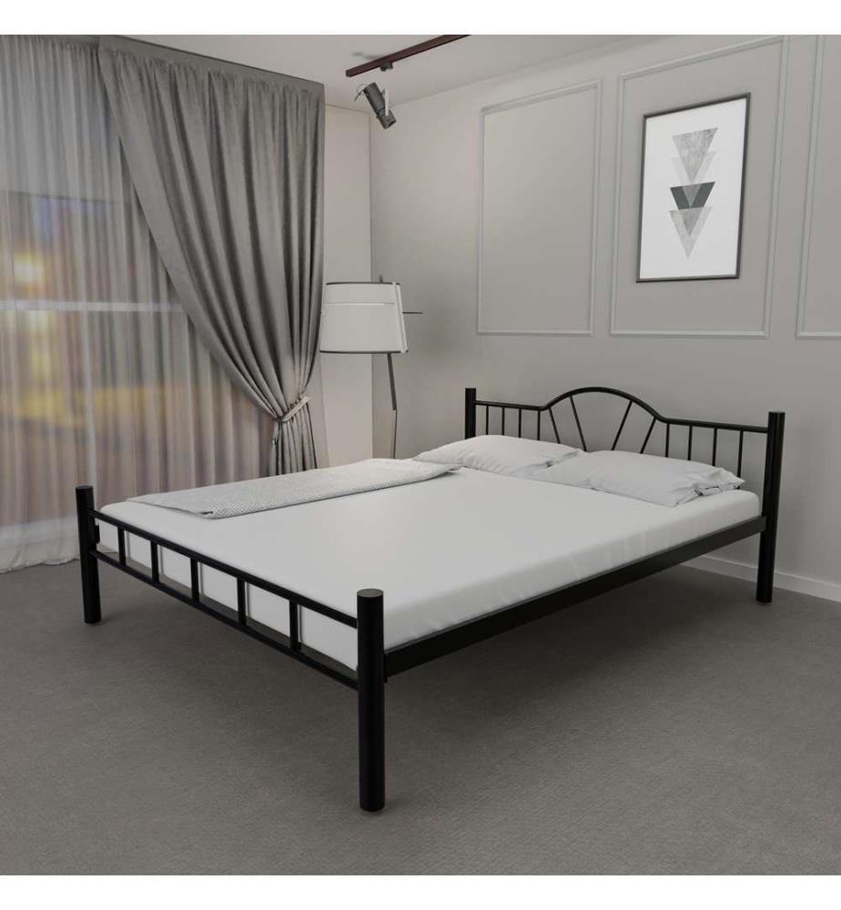 Letto matrimoniale, nero, metallo