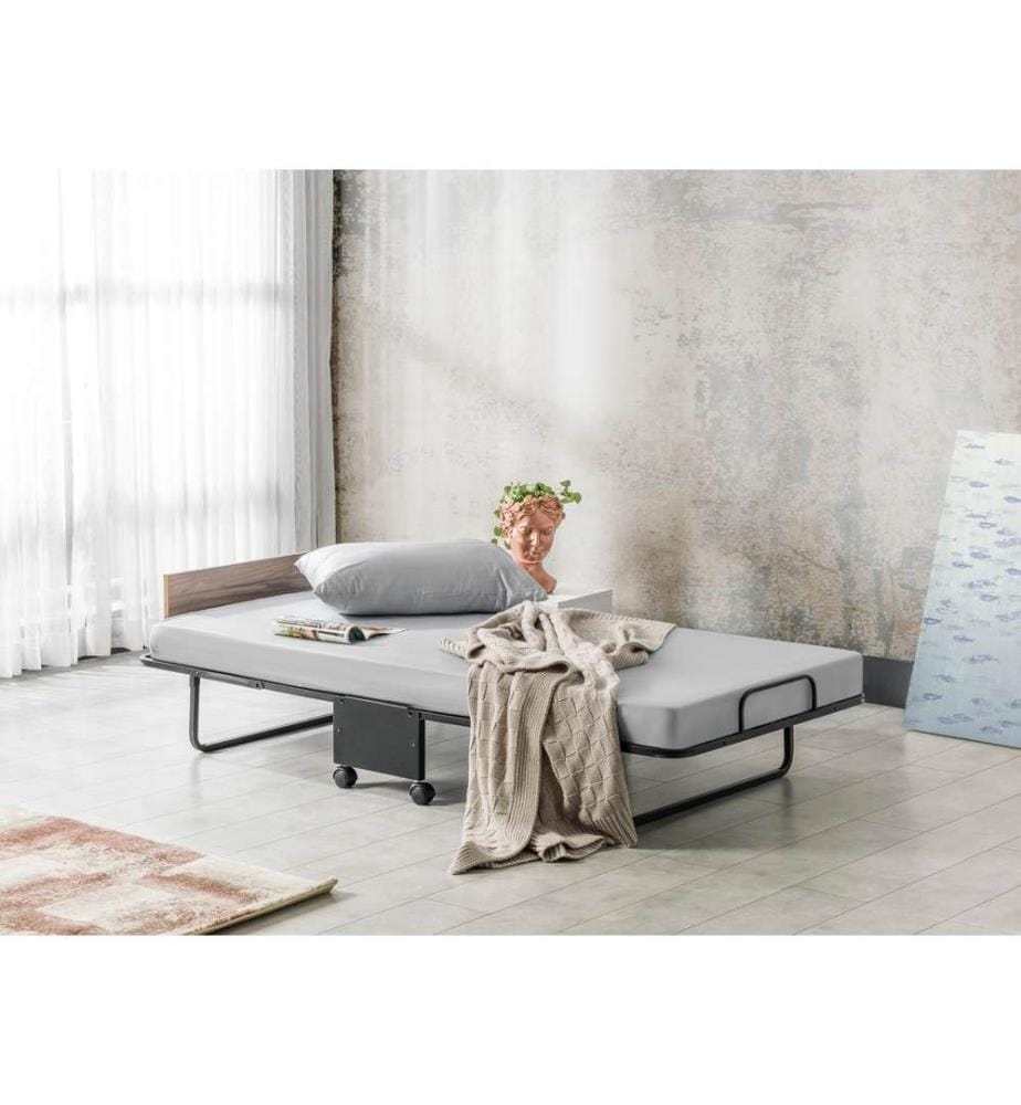 Letto pieghevole, nero, metallo