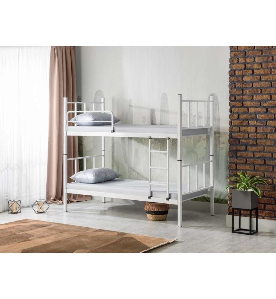 Letto a castello, bianco, metallo