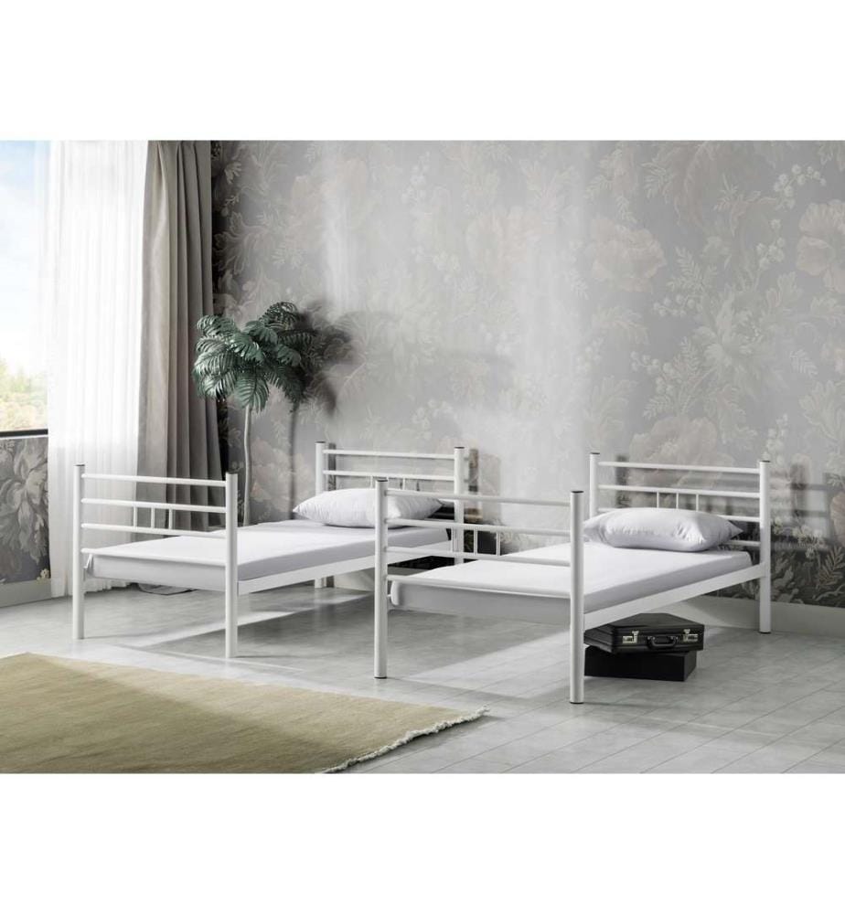 Letto a castello, bianco, metallo