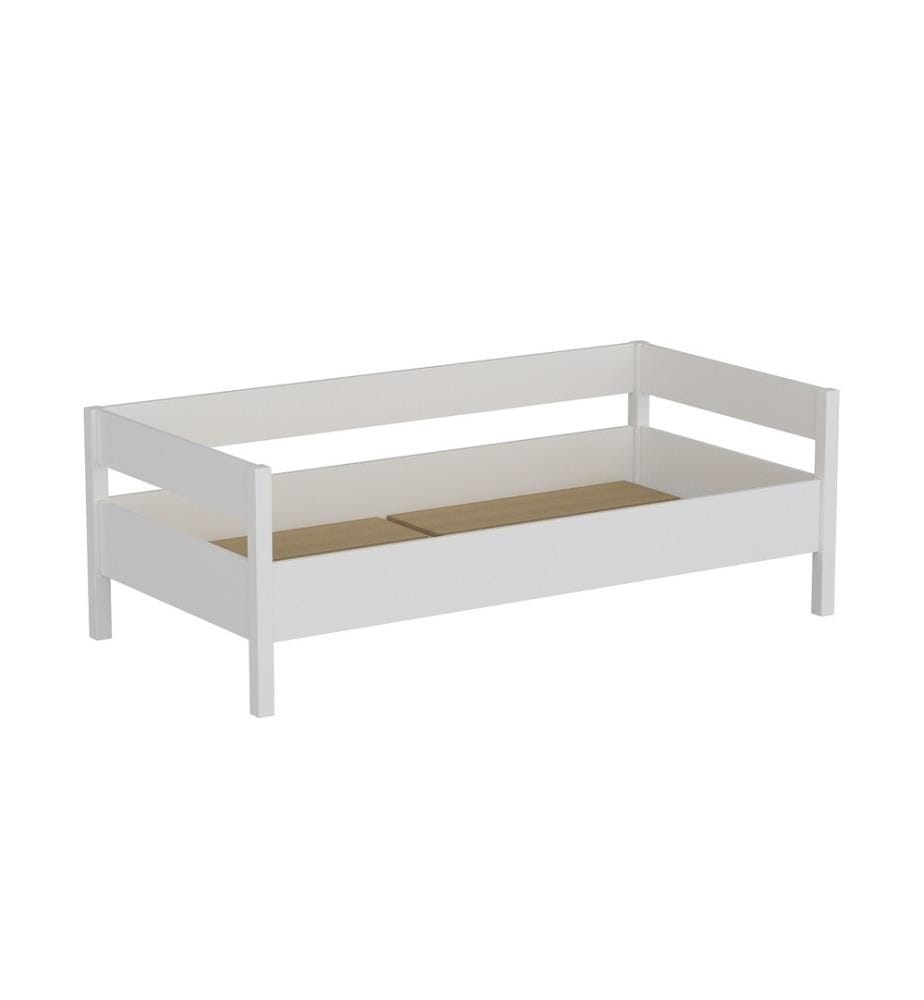 Letto singolo, bianco, pannello di particelle rivestito di melamina