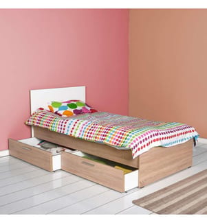Letto singolo, Sonomo White, pannello di particelle rivestito in melamina