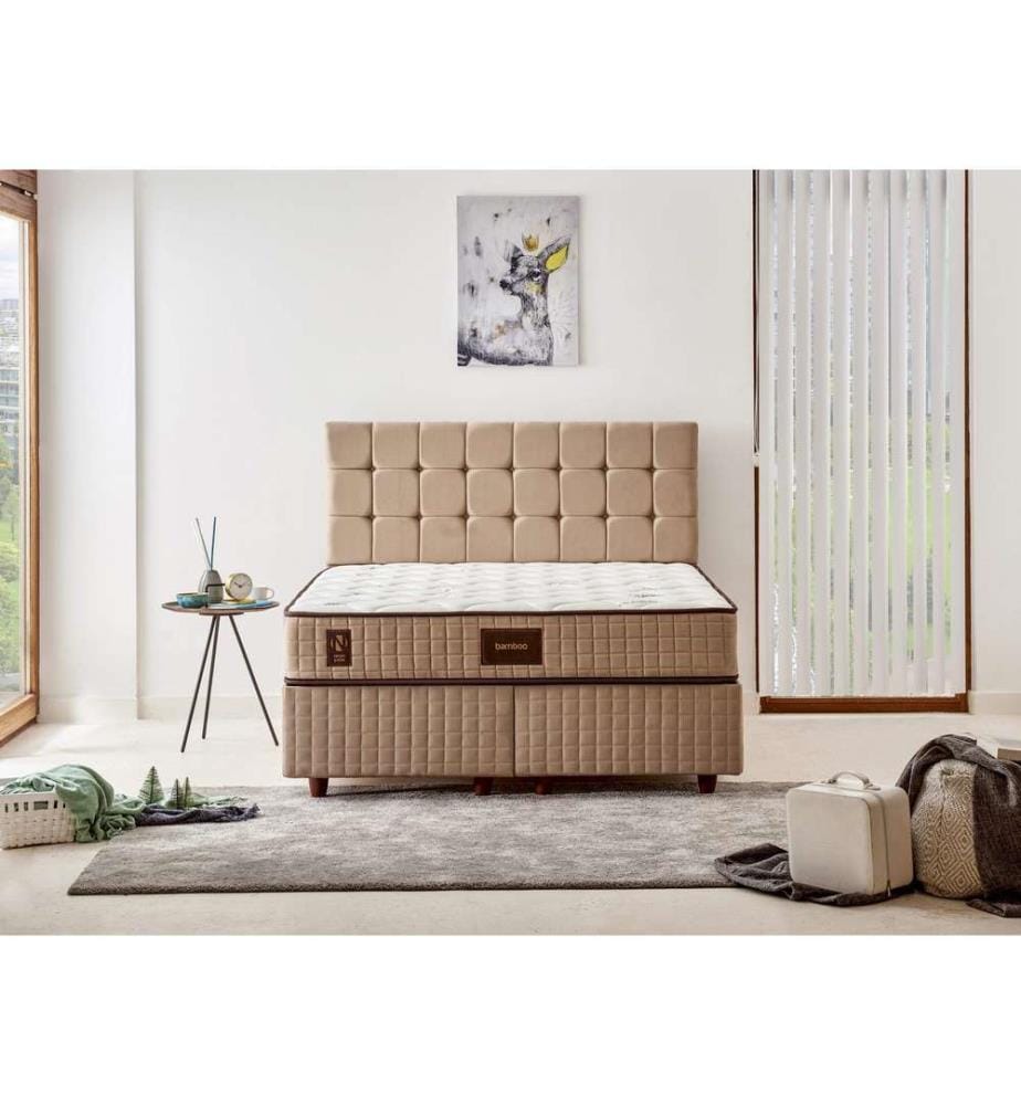 Matratze, Weiss-Beige-Braun, Spezial-Strickbezug, Hypersoft-Schaumstoff