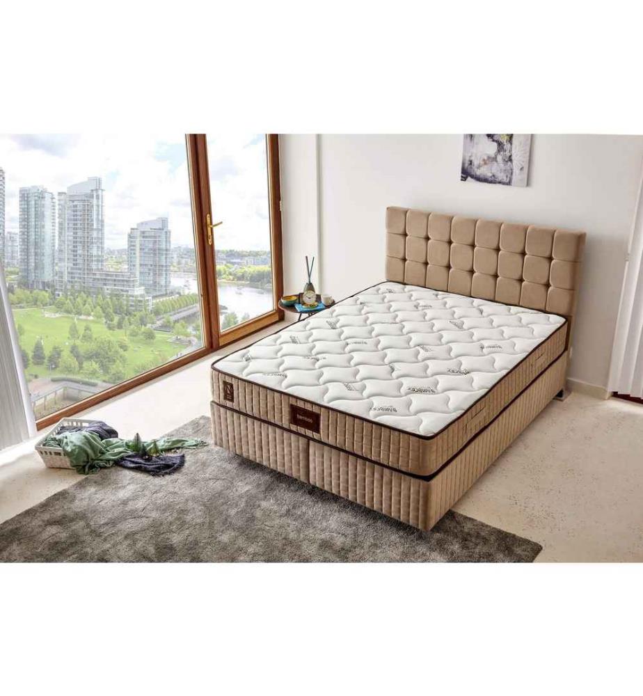 Matratze, Weiss-Beige-Braun, Spezial-Strickbezug, Hypersoft-Schaumstoff
