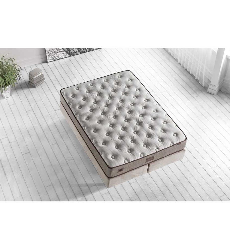 Matelas, blanc beige marron, housse en tissu de coton tricoté, mousse hypersoft