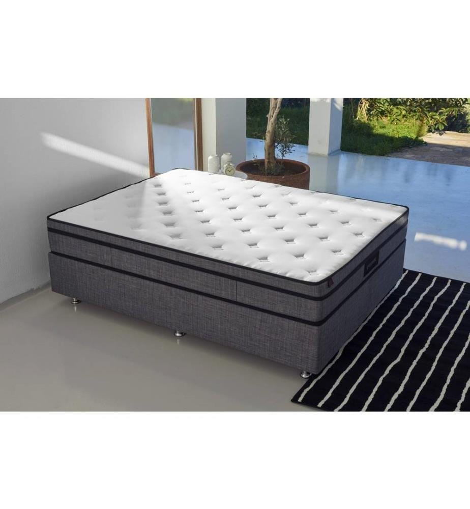 Matelas, blanc gris, housse en satin de coton, une face ultra ferme - une face ferme