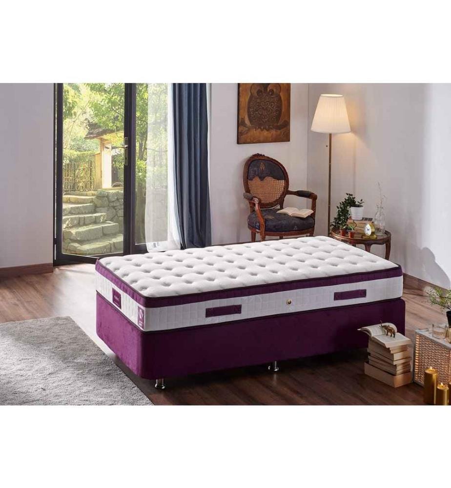 Materasso, bianco viola, rivestimento in tessuto a maglia, imbottitura nascosta - schiuma ipersoft