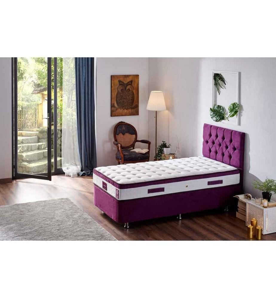 Materasso, bianco viola, rivestimento in tessuto a maglia, imbottitura nascosta - schiuma ipersoft