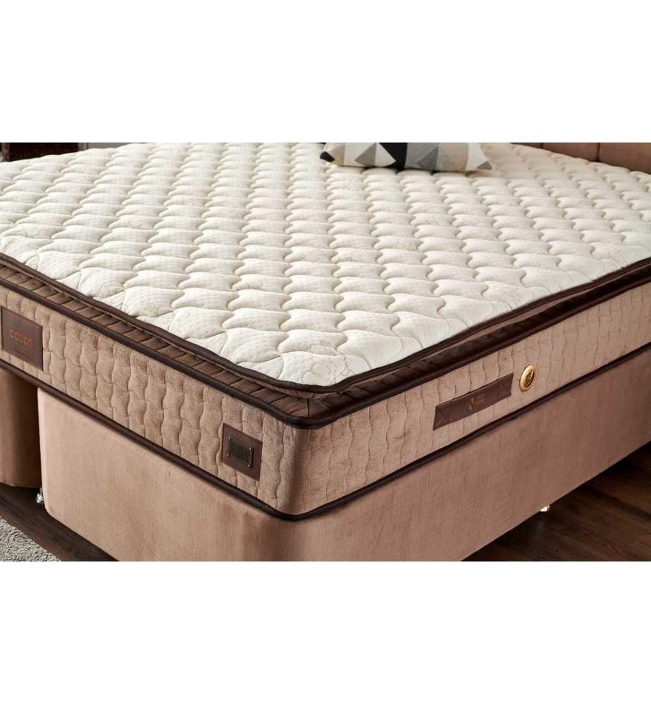 Matelas, blanc brun, housse en coton tricoté, surmatelas simple face