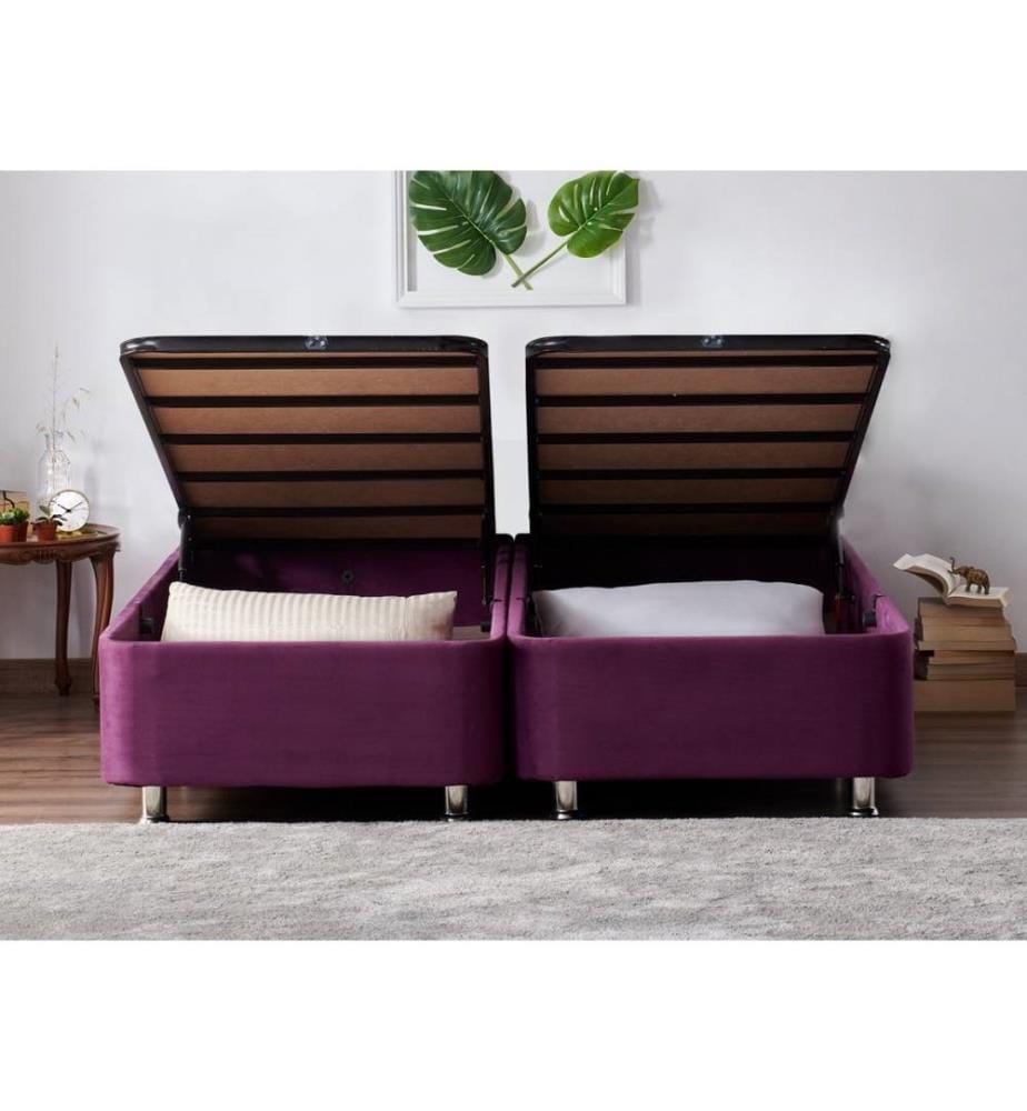 Double Bed Base, Purple, Frame: Steel, Fabric: Soho Fabric