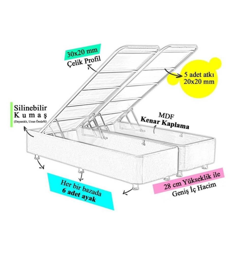 Double Bed Base, Purple, Frame: Steel, Fabric: Soho Fabric
