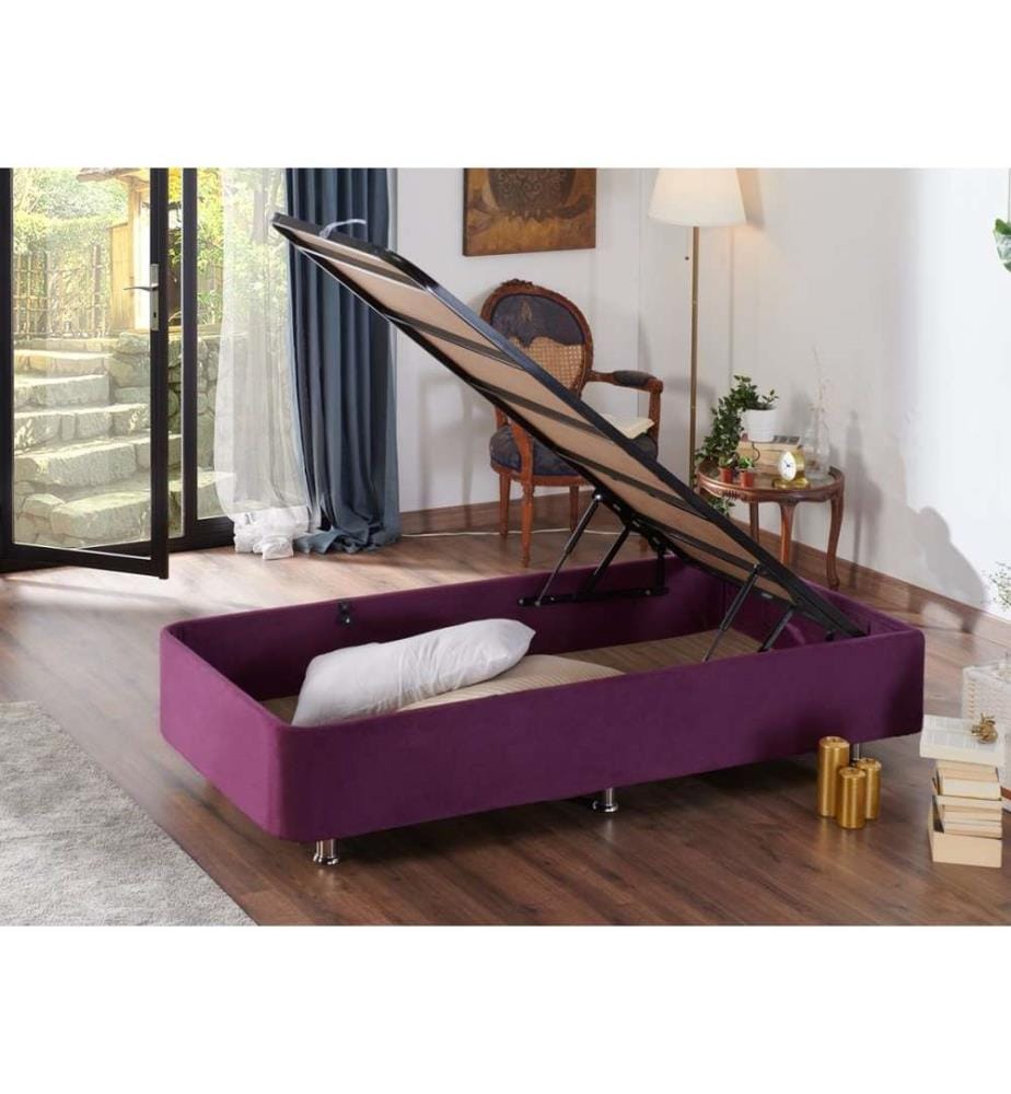 Single Bed Base, Purple, Frame: Steel, Fabric: Soho Fabric