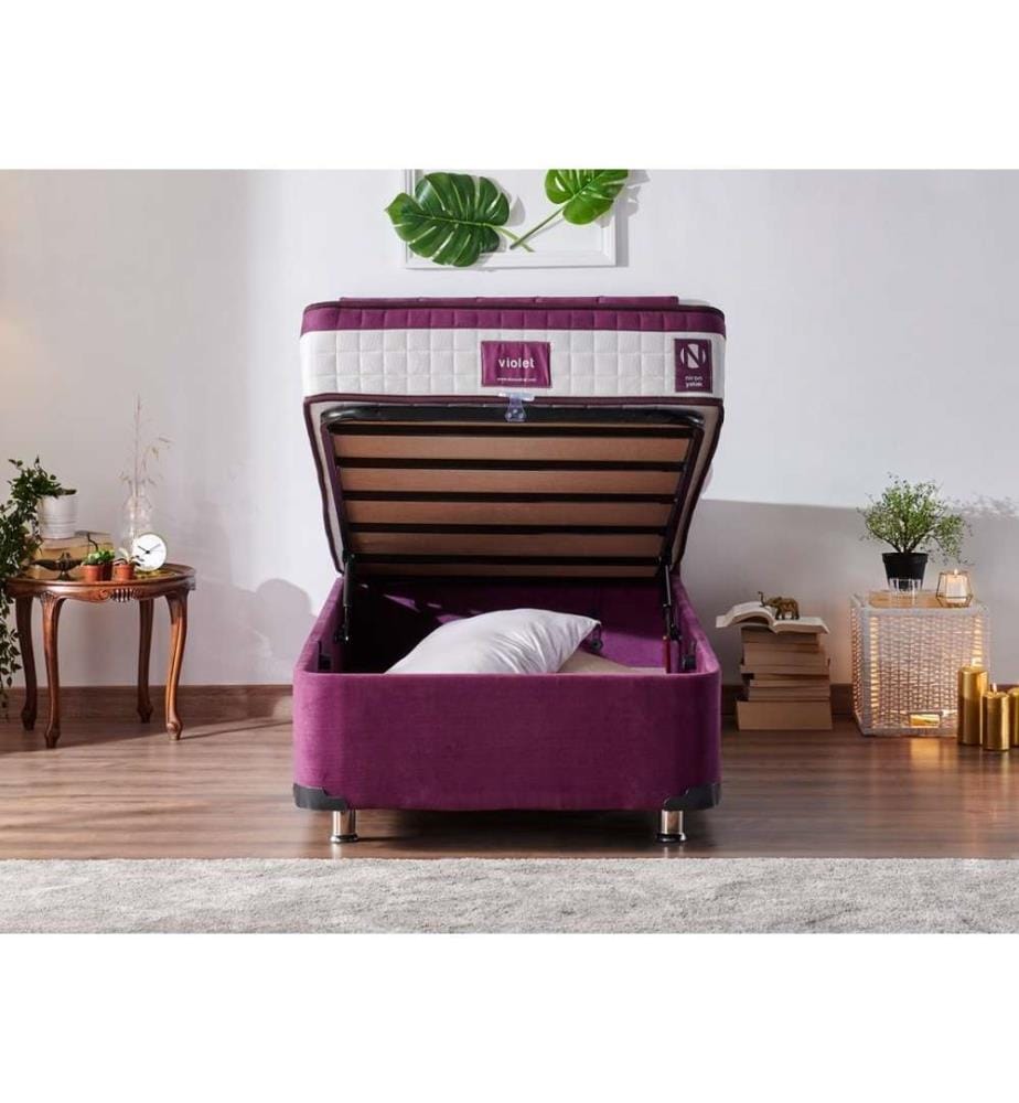 Single Bed Base, Purple, Frame: Steel, Fabric: Soho Fabric
