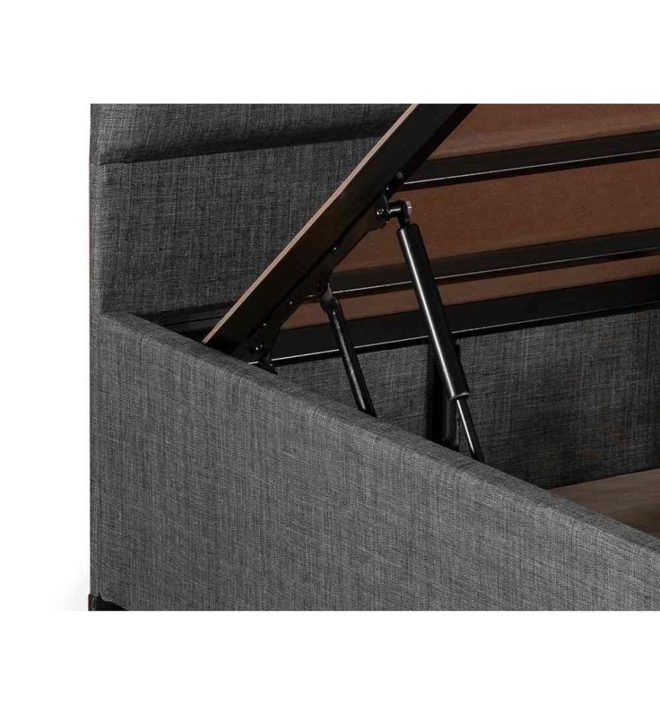 Base e testiera per letto singolo, grigio, struttura in acciaio, tessuto Soho