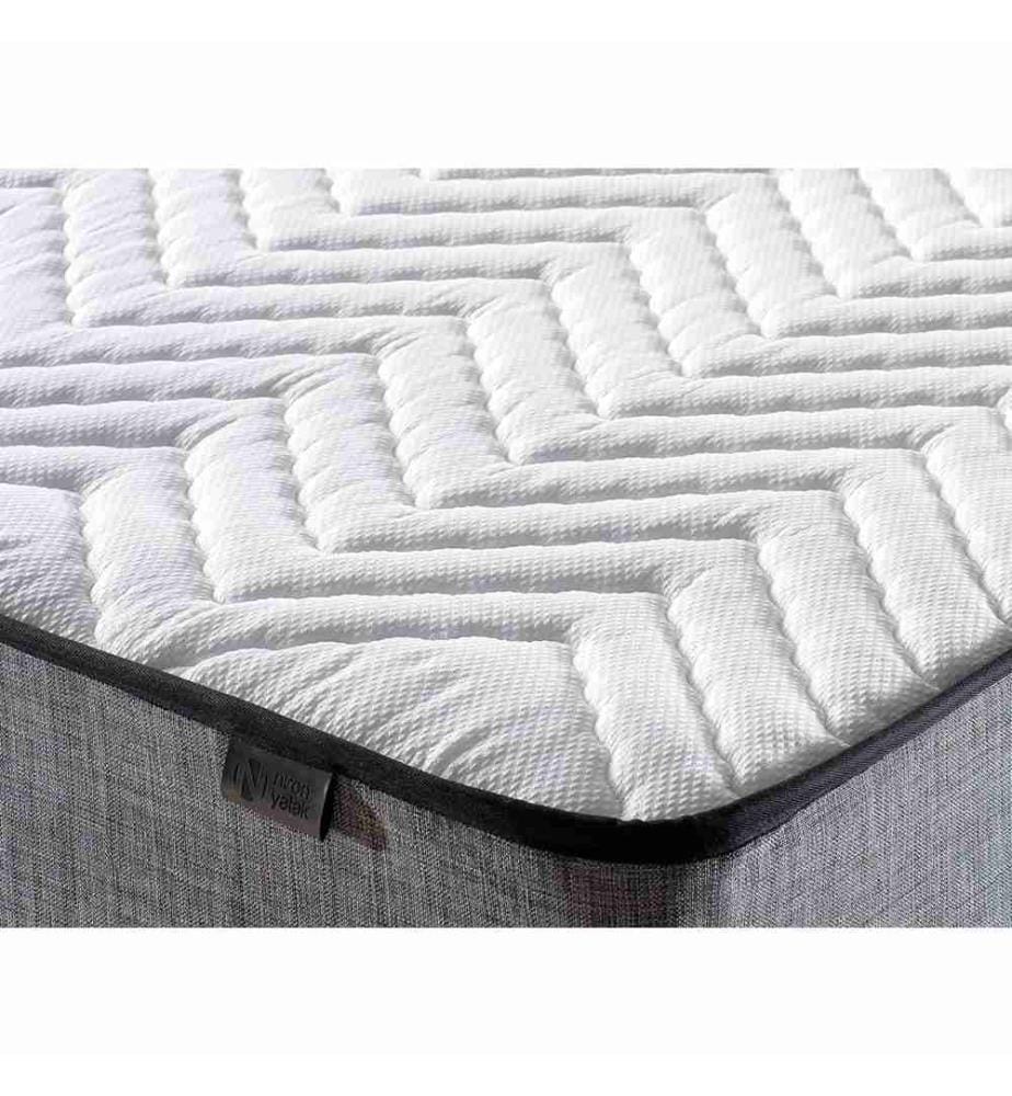 Materasso singolo, base e testiera, grigio, struttura in acciaio, tessuto Soho