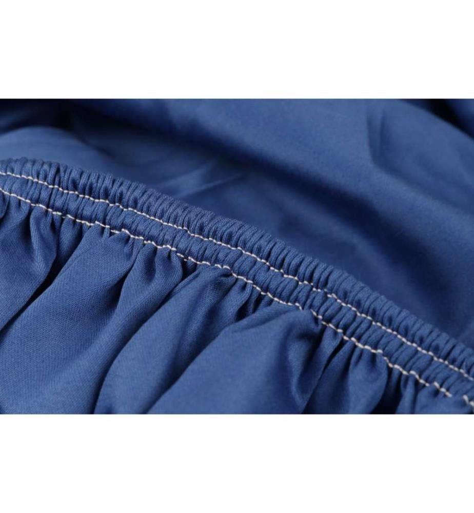 Drap-housse Satin Single Small, bleu foncé, 100% coton satiné