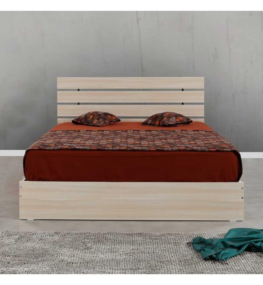 Letto matrimoniale, quercia, pannello di particelle rivestito in melamina