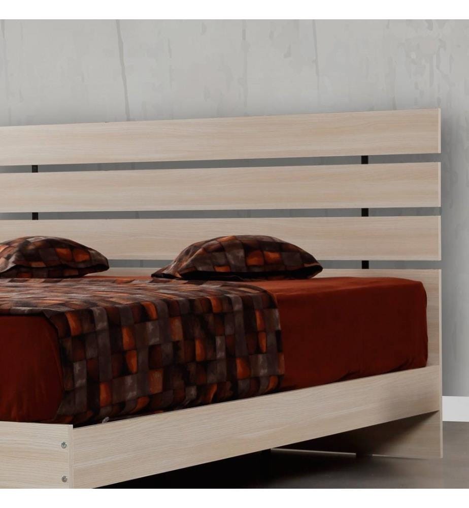 Letto matrimoniale, quercia, pannello di particelle rivestito in melamina