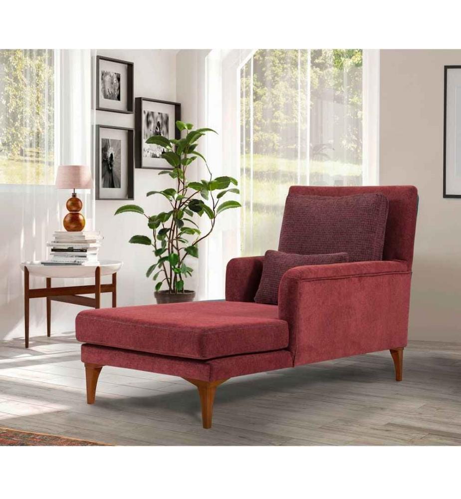 Lettino da giorno, Rosso chiaretto, Struttura: Legno di faggio, Tessuto: 100% Tessuto a maglia