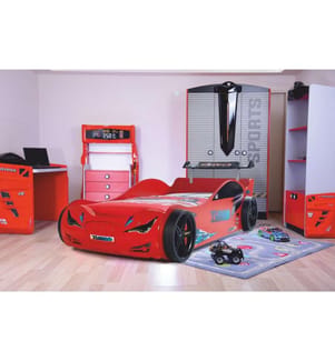 Letto per auto, multicolore, pannello di particelle rivestito in melamina, paraurti anteriore in ABS